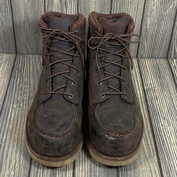 Red Wing Safety Toe Work Boots Men Sz 11.5 Dark Brown Moc Toe Oiled Leather 6" - Picture 2 of 11